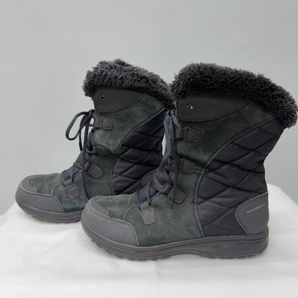 Columbia Ice Maiden II black leather suede waterproof‎ winter boots women's 9.5
